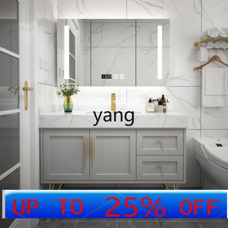 

LTT rock slab seamless ceramic basin solid wood bathroom cabinet combination hand and face integrated basin