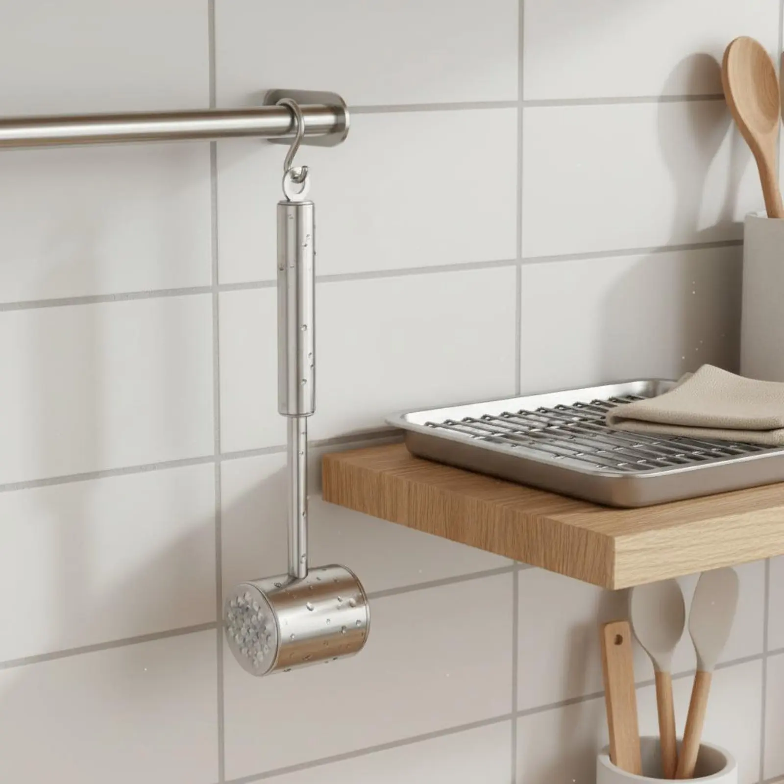 Stainless Steel Meat Mallet Sturdy Duty Double Sided Meat Hammer Steak Tenderizer Mallet Hanging Loop Kitchen Utensil