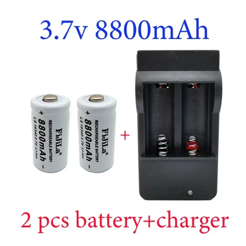 

100% New original 16340 Battery CR123A 16340 3.7V Battery 8800mAh Li-ion Rechargeable Battery+16340Charger