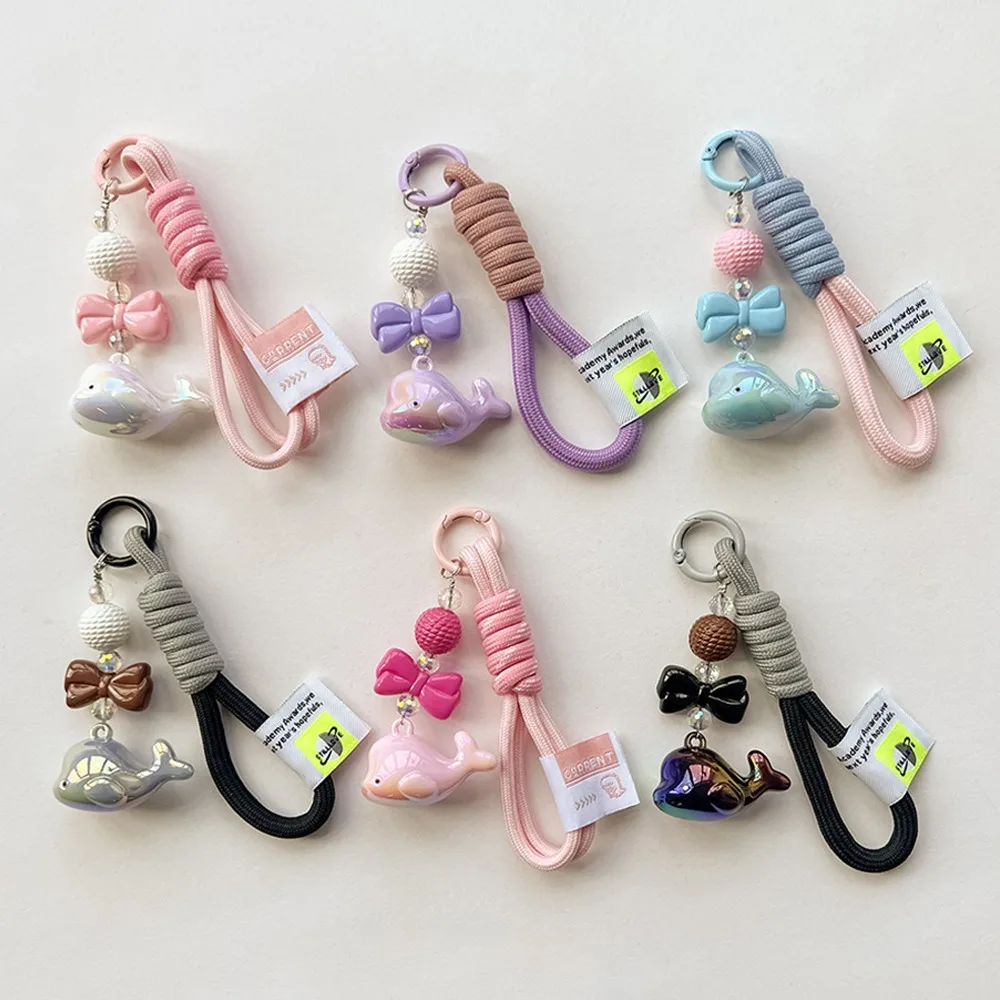 

Sweet Cartoon Whale Keychain Acrylic Backpack Hanging Woven Rope Pendant Decoration Ornaments Dolphin Bag Pendants Gifts