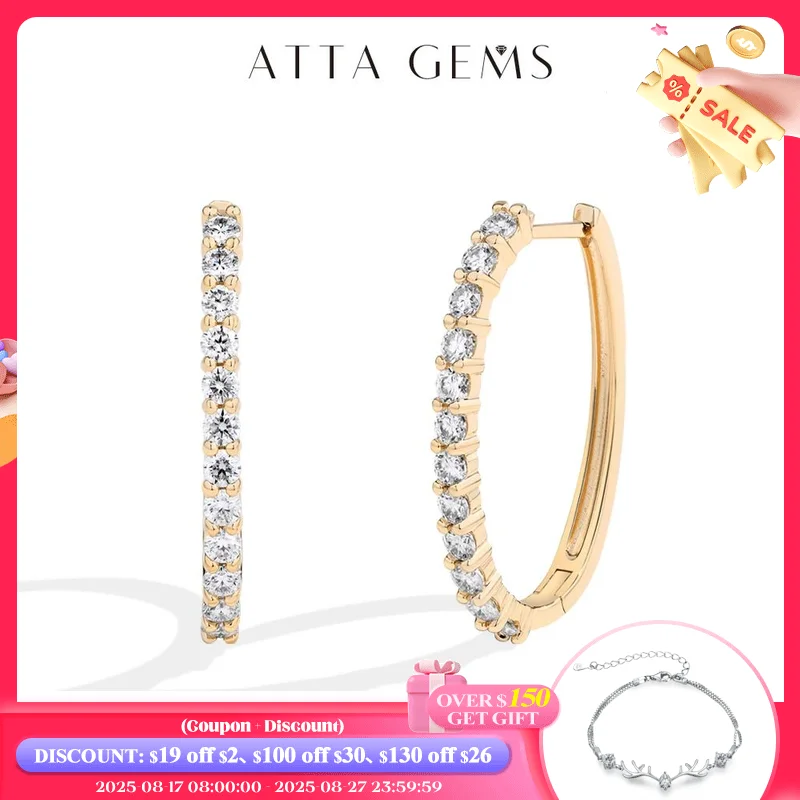 

Attagems 4-Claws Eardrops DVVS1 Moissanite Diamond Earrings S925 Sterling Silver 18K Gold Plated For Women Wedding Party Jewelry