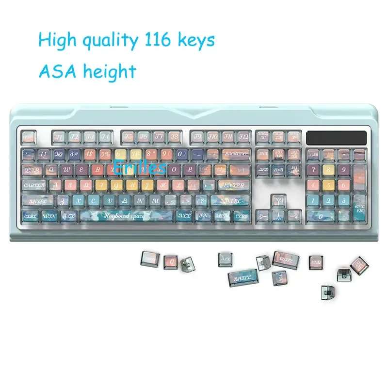 116 Keys ASA PBT Key Cap Backlit for Mx Profile Mechanical Keyboard Kit Keycaps Pudding Keycap for GMK87 GMK81 GMK67 K617 M87