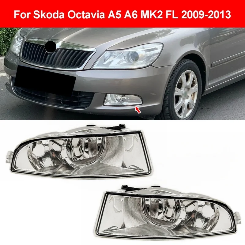 

1/2Pcs Car Front Bumper Fog Light without Bulb For Skoda Octavia A5 A6 MK2 FL 2009-2013