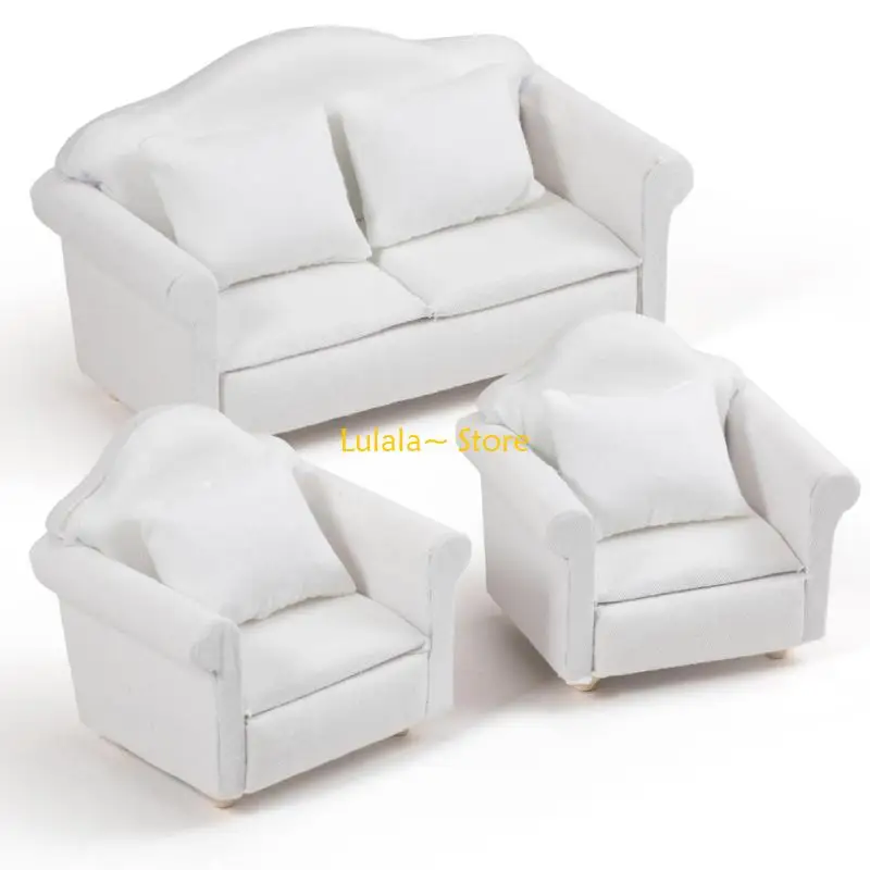 

Y4QA Handmade Miniature Living Room Sofa Set With Pillow 1/12 Dollhouses Furniture For Creative Scene Building Furniture