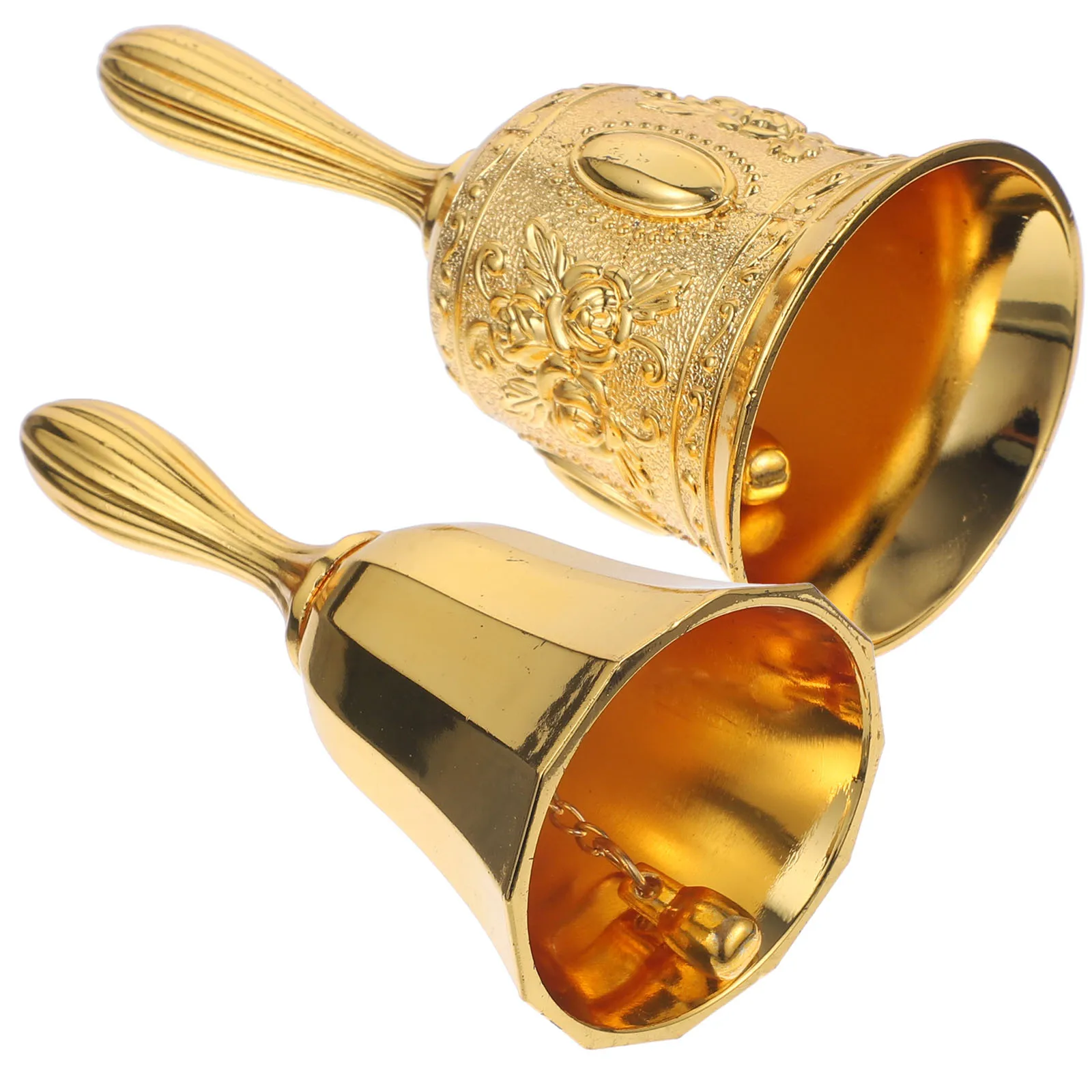 

2 Pcs Hotel Restaurant Bar Service Bells Wedding Decor Desk Metal Hand Metal Hand Bell Bell Set Gold Rose Gold