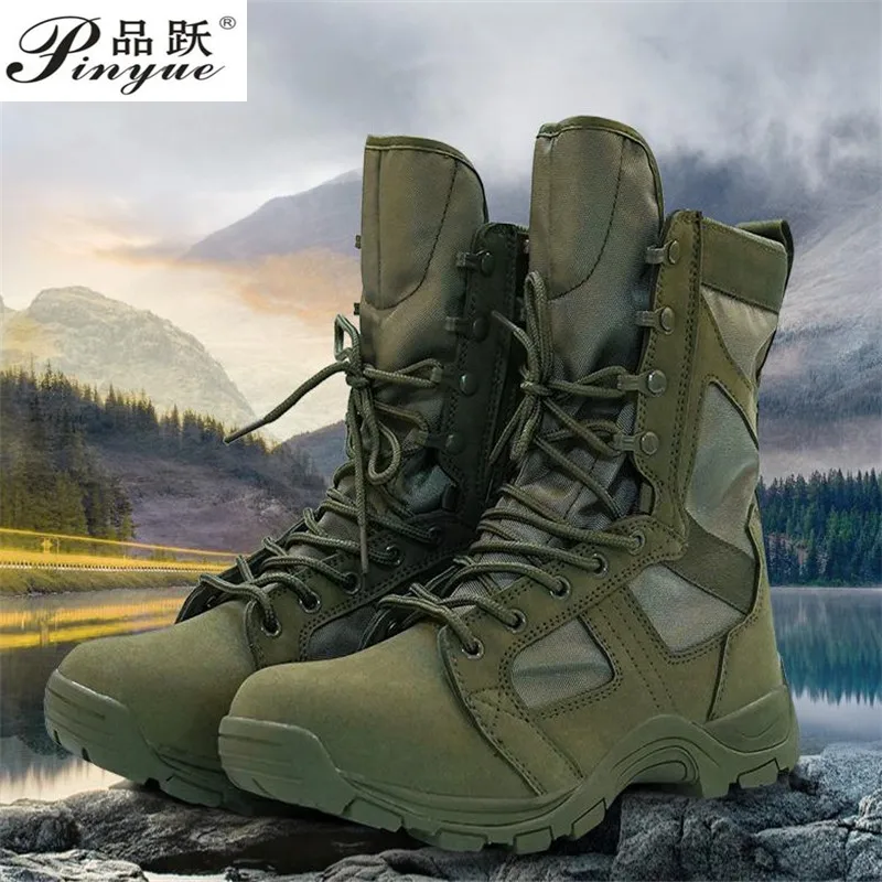 Summer Hight-Top Men\'s Lightweight Hiking Boots Breathable duty boots Mountain climbing training boots Work shoes size 37 46