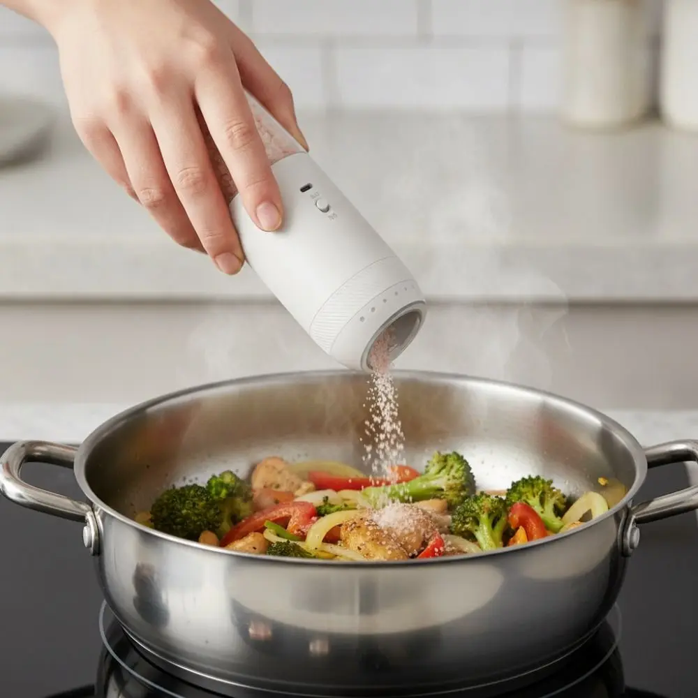 2PCS Gravity Sensing Electric Salt and Pepper Grinder LED Light Adjustable Burr Automatic Pepper Grinding Bottle Large Capacity