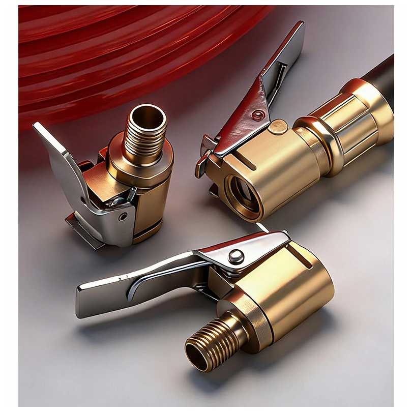 Tire Air Chuck with Clip Adapter, Brass Locking Tire Inflator Nozzle Adapter Connect, No Leakage Tire Chucks Connect Accessories