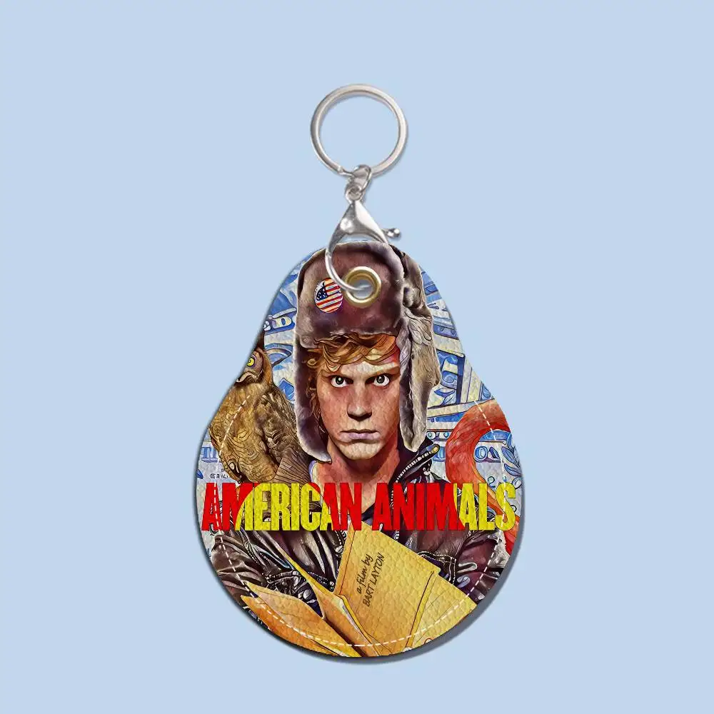 E-Evan P-Peters A-Actor Keyring Leather Access Card Holder Keychain Community Water Drop Proximity Card Protective Case