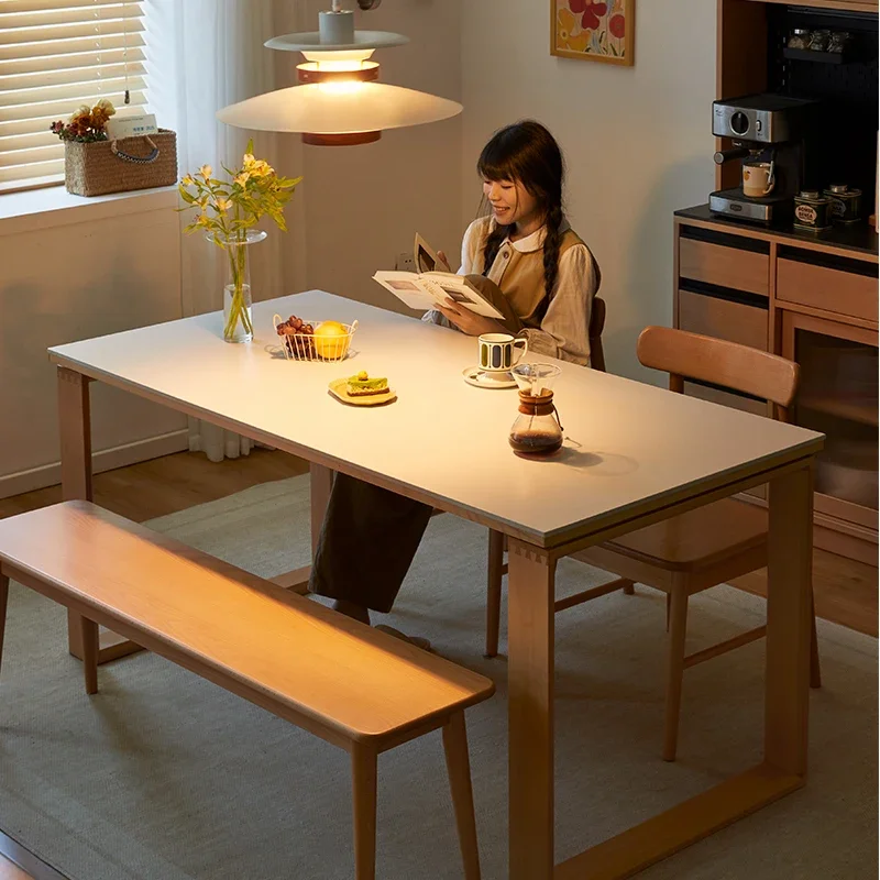 Nordic Pine Wood Dinner Table Large Capacity Compact Size with Doors Step by Instructions Hidden Storage for Office Stackable