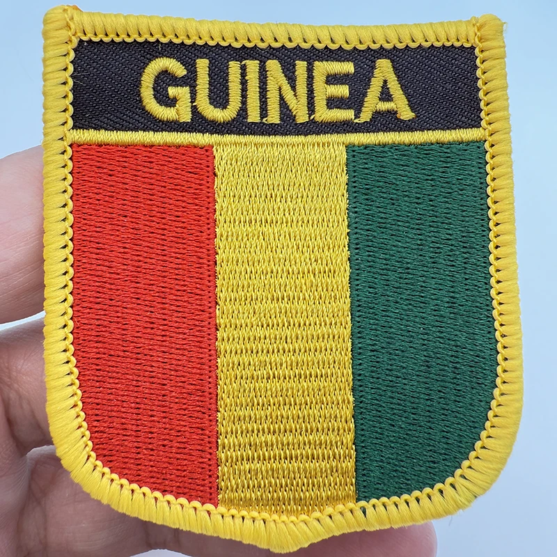 10-100PCS 7x6cm Guinea shield Shape Flag Embroidery Patches Iron on Saw on Transfer patches Sewing Applications for Clothes