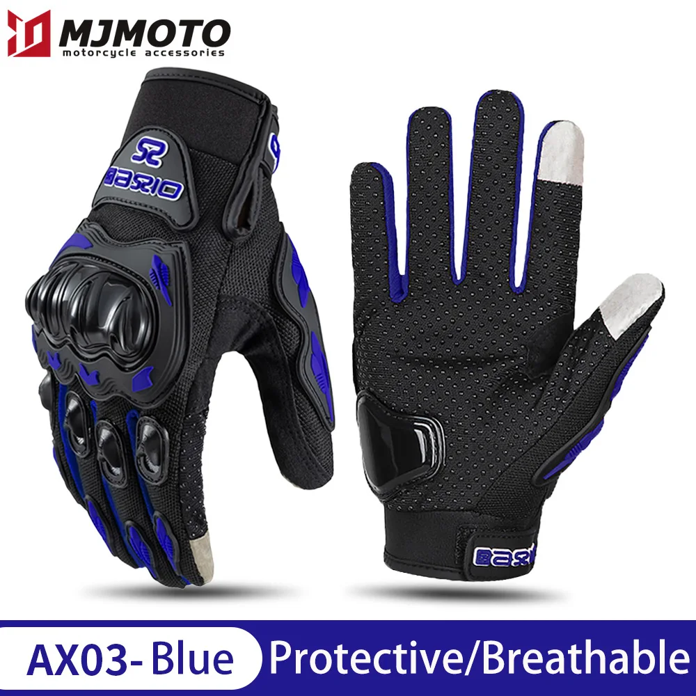 Blue Summer Motorcycle Gloves Man Women Touch Screen Motocross Racing Gloves Anti-Drop Mesh Breathable Moto Biker Riding Guantes