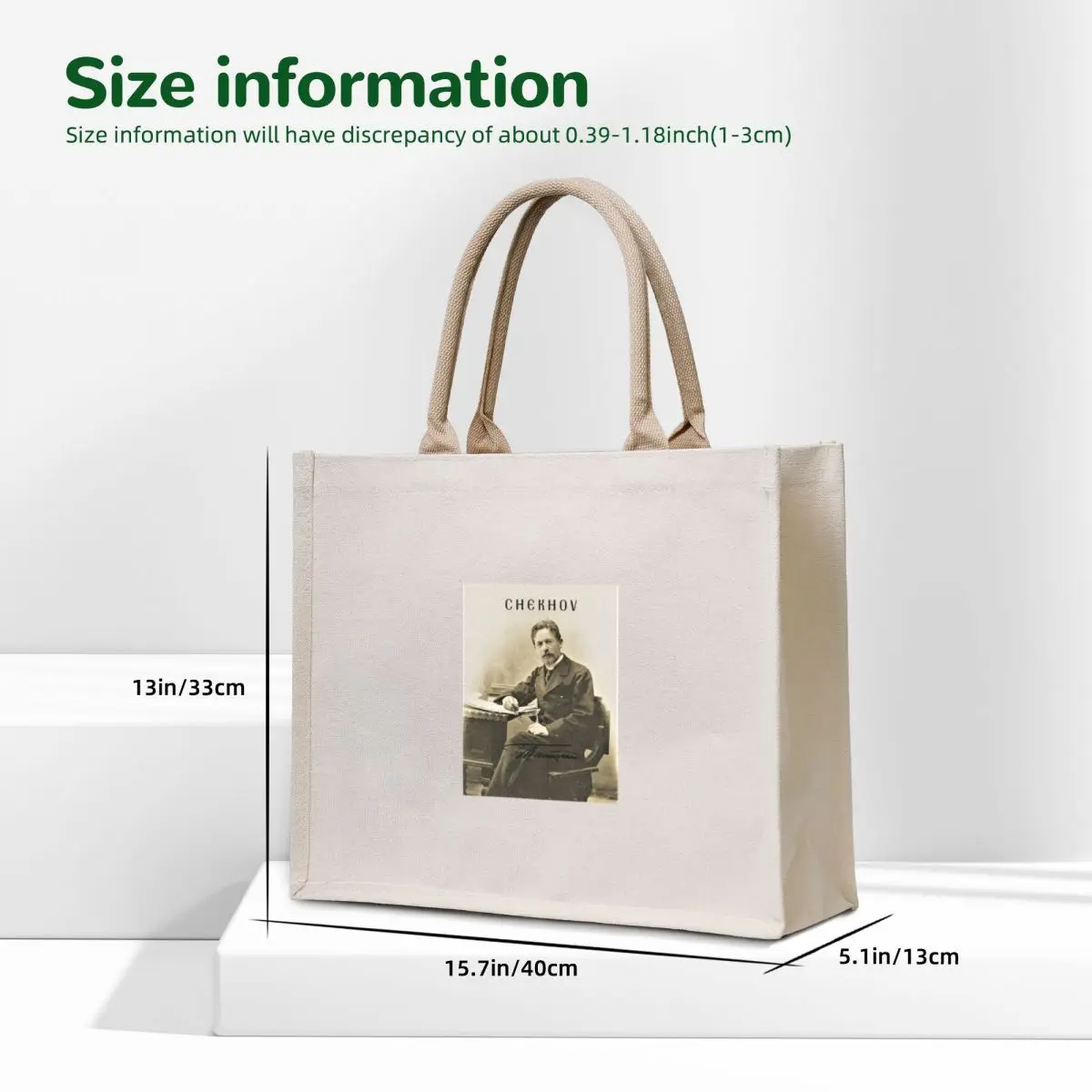 Anton Tchekhov ~ Playwright ~ Short Story Writer ~ Poeta con firma Tote Bag tote bags borsa per la spesa in tela estetica