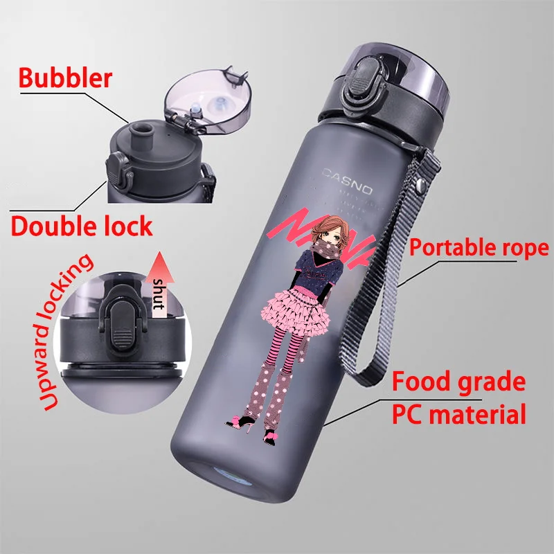 NANA 560ML Water Bottle Large Capacity 4 Color Adults Water Cup Portable Plastic Outdoor Sport Anime Komatsu Nana Oosaki Nana