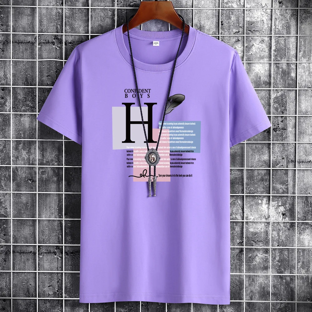 JFUNCY 2023 Summer Men's Short Sleeve Cotton T-Shirt Customizable Design Hand-Painted Unique Style Casual Fashion Top