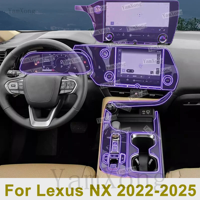 Car Stickers For Lexus NX 2022-2025 Car Interior Center Console Transparent TPU Film Protective Anti-scratch Cover