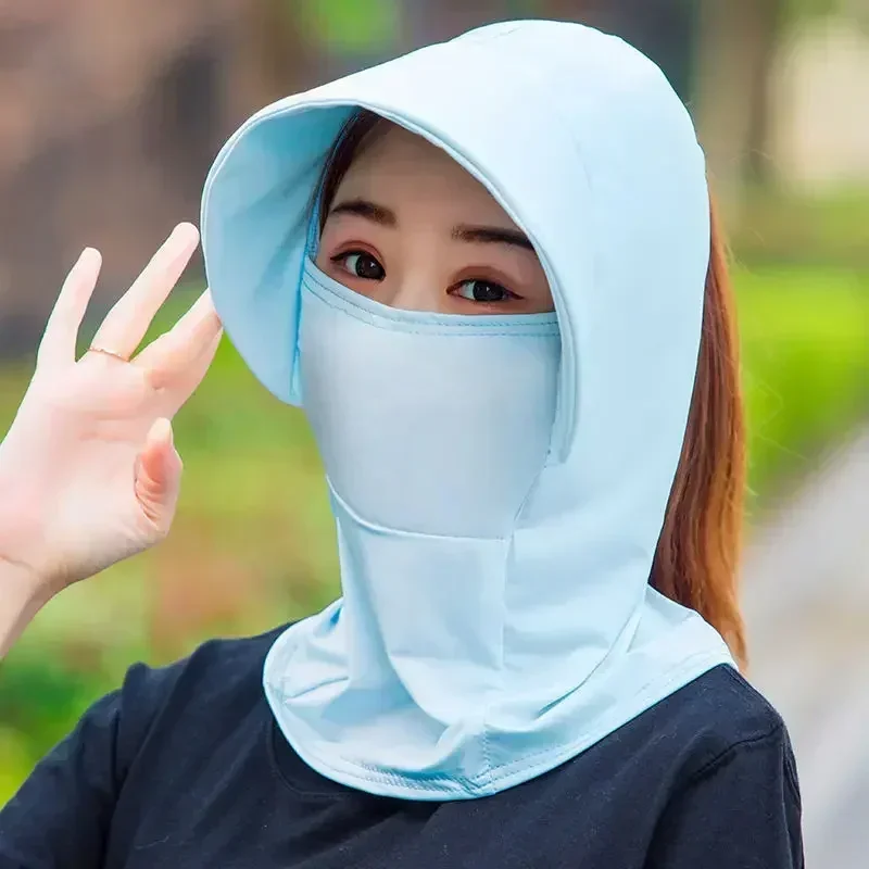 Letnia jazda na rowerze lodowy jedwab czapka z filtrem przeciwsłonecznym anty-uv kapelusz odporny na słońce miękka oddychająca pyłoszczelna damska zakrywająca duża czapka z okapami kapelusze przeciwsłoneczne