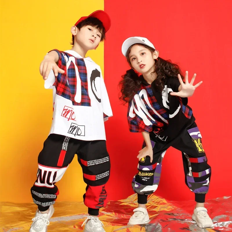 Children's street dance suit boys' hiphop fashion Children's day performance clothing short sleeved T-shirt loose and jazz