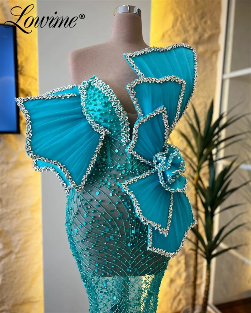 Gorgeous Party Dress Mermaid 3D Leaf Design Crystals Cocktail Dresses Dubai Wedding Events Gowns Heavy Beaded Sequins Customized