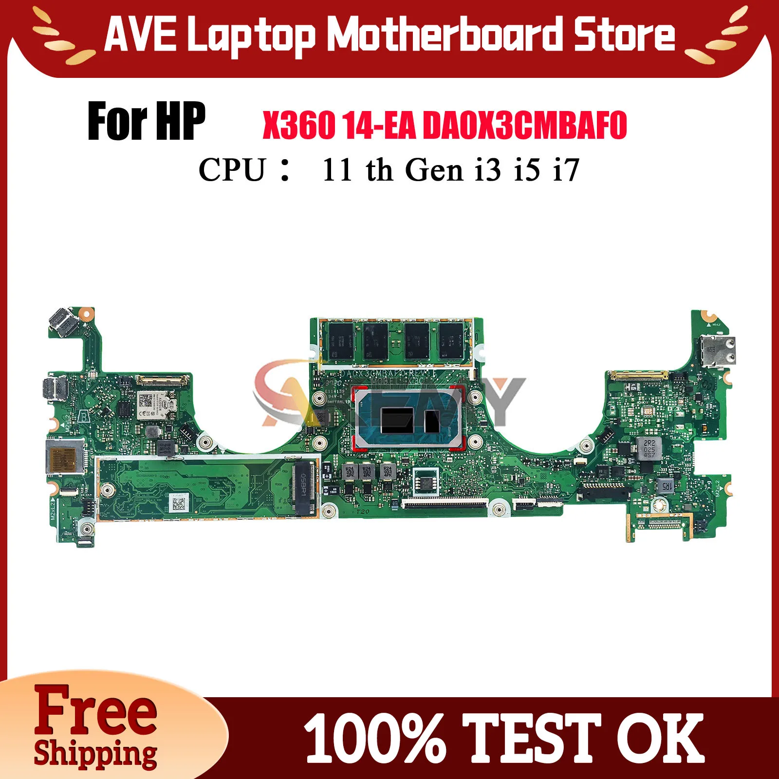 

DA0X3CMBAF0 Материнская плата для ноутбука HP Spectre X360 14-EA с процессором i5 i7 11-го поколения 8 ГБ 16 ГБ ОЗУ M26865-601 100% полностью протестирована