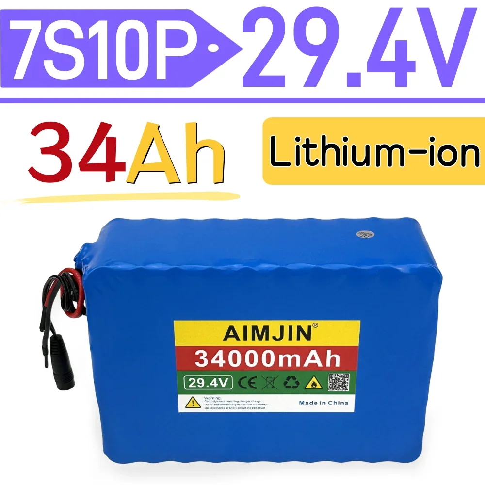 

18650 7S10P Li-ion Rechargeable Battery Pack 29.4V 34000mAh Built in BMS Suitable for Electric Bicycles Electric Scooters