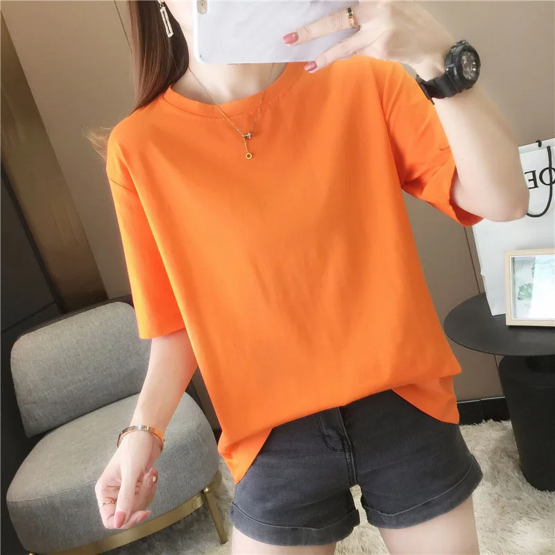 2024 New Fashion Summer sexy Blouse Women White O Neck Solid Casual Short Sleeve Cotton Ladies Tops Shirts  6000