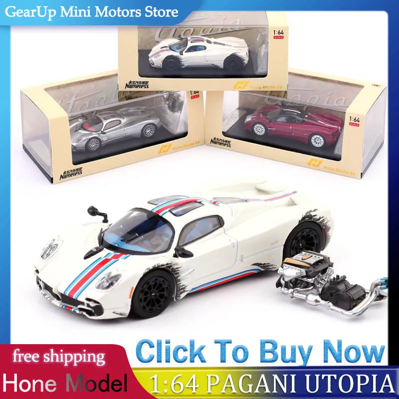 

Hone Model Pagani Utopia 1:64 Simulation Alloy Car Model With Resin Engine Kit For Car Model Collectors Desktop Display Toy Gift