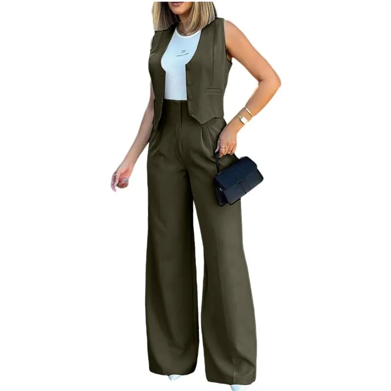 

CYL-Модный женский комплект: жилет-блейзер и брюки с широкими штанинами - стильный и удобный для повседневной носки