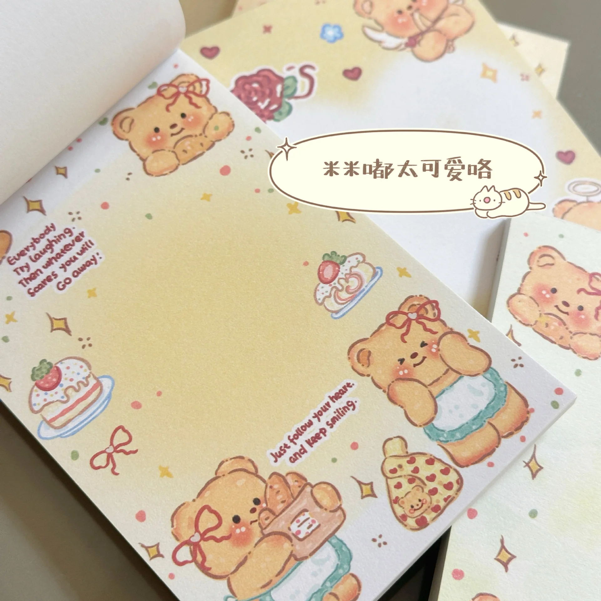 50sheets High-value Butter Bear Multi-functional Book Sign Schedule Plan List Notes Student Note Notepad Student Note Paper
