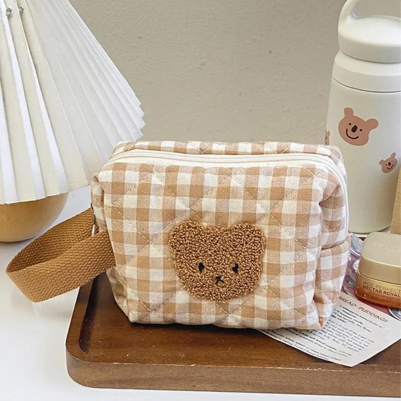 Household Case Bags Cute Bear 2023 Cosmetic Box Portable Organization Storage Makeup Bag Women Storage Make Up Cases Pen Bag