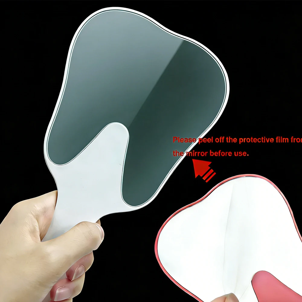 

Portable Thickened Tooth Shaped Dental Mouth Mirror Unbreakable Plastic Makeup Mirror Oral Care Dental Accessories Dentist Gift