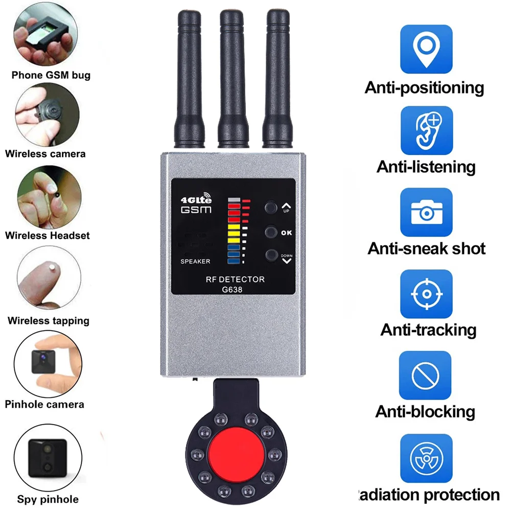 Bug Detector, Camera Finder Scanner, Magnetic Device Detector, Find and Locate Eavesdropping IR Scanning AI Standby Automatic