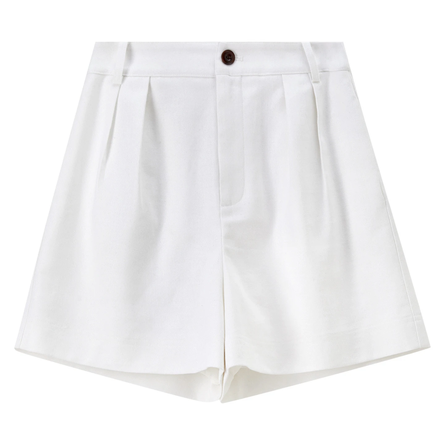 SENTUBILA Women's White Minimalist Shorts 2026 Spring New Office Casual Elastic Waist Pleated Loose Wide Leg Shorts 161KD5032