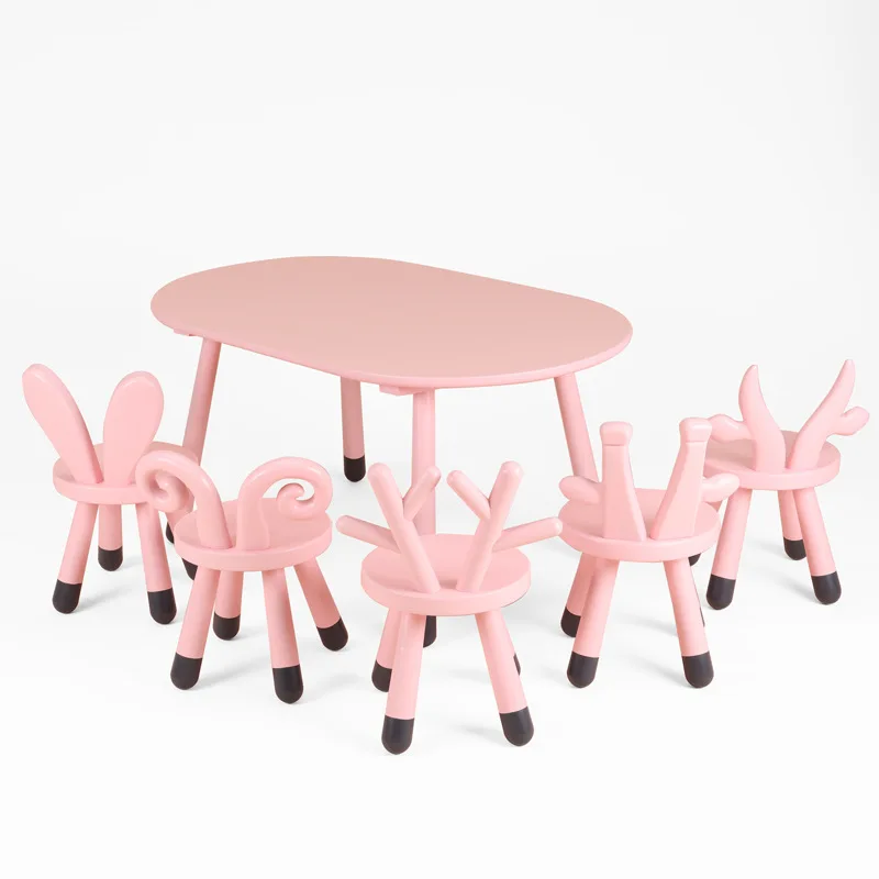 Girl's heart series ins Nordic style giraffe oval table and chairs