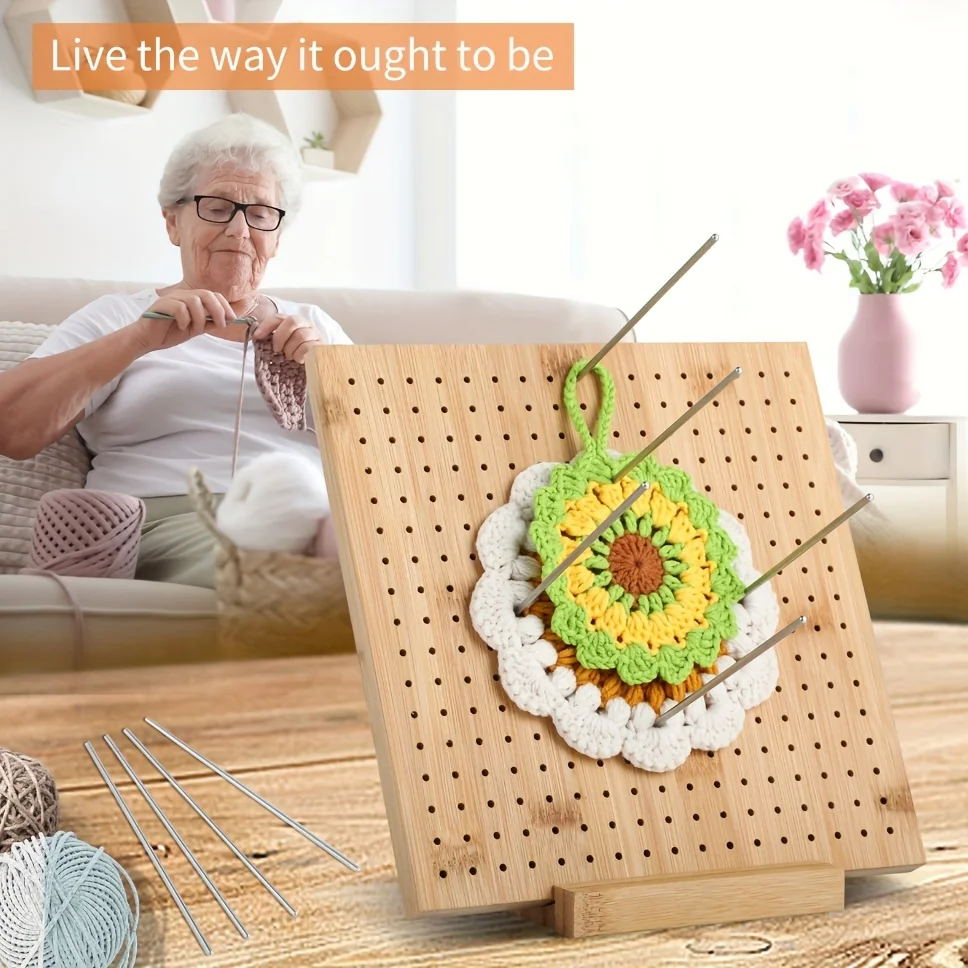 Wooden Crochet Blocking Board Knitting Kit Square Granny Handcrafted Bamboo Reusable Crochet Supplies Free Shipping