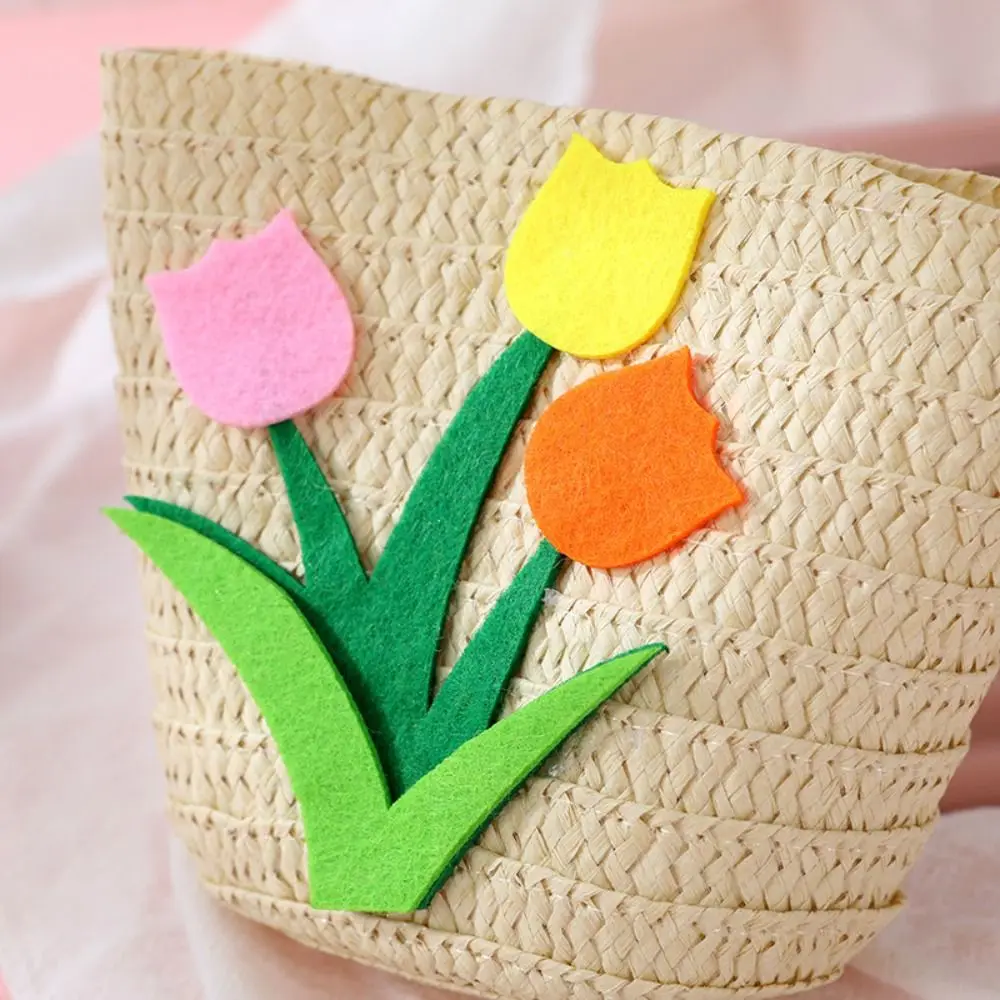 New Straw Crossbody Bag Flower Small Coin Purse Shoulder Bag Girls Kids