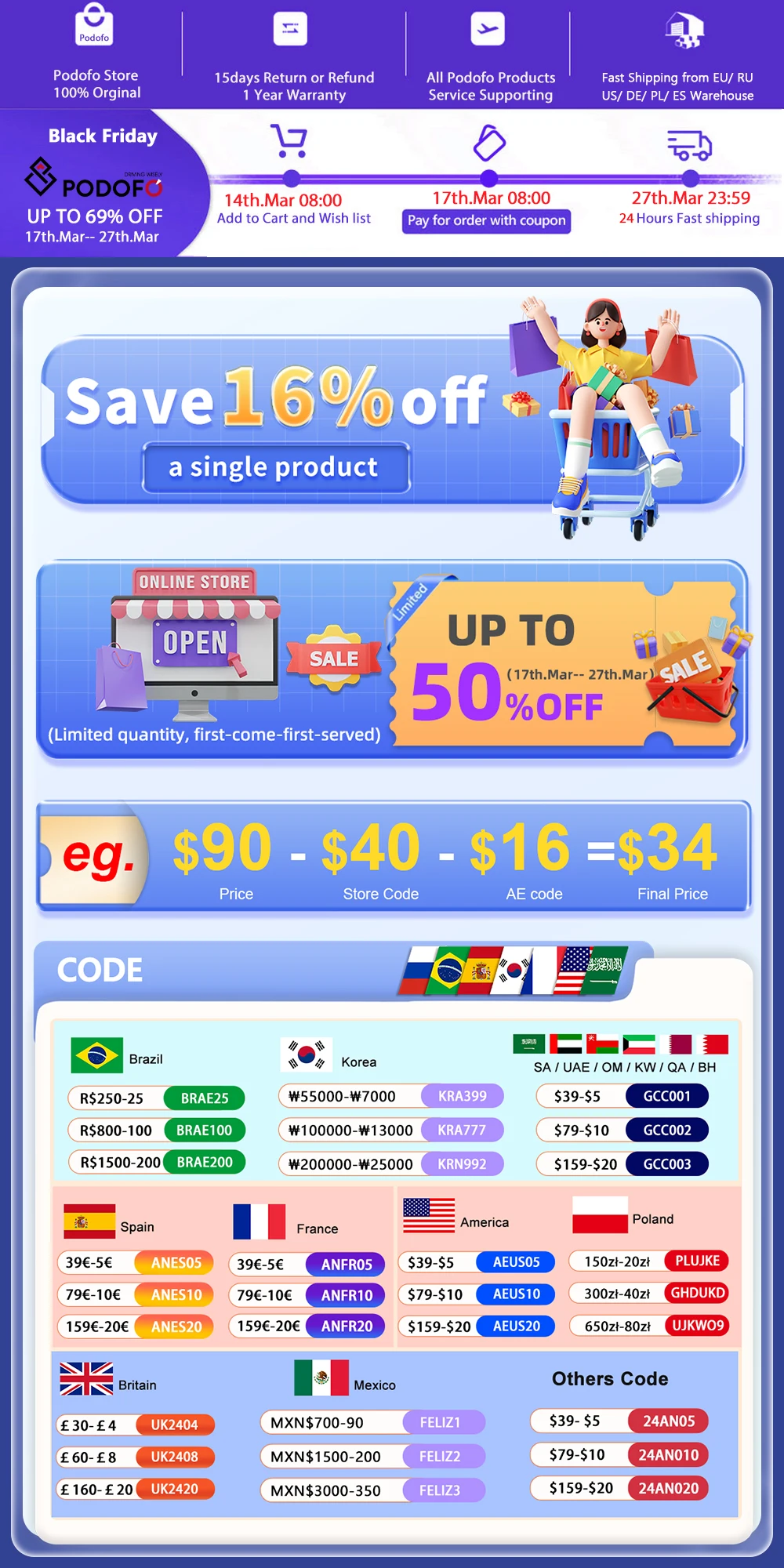 Podofo 328 Anniversary sale Super Discount Sale image 2