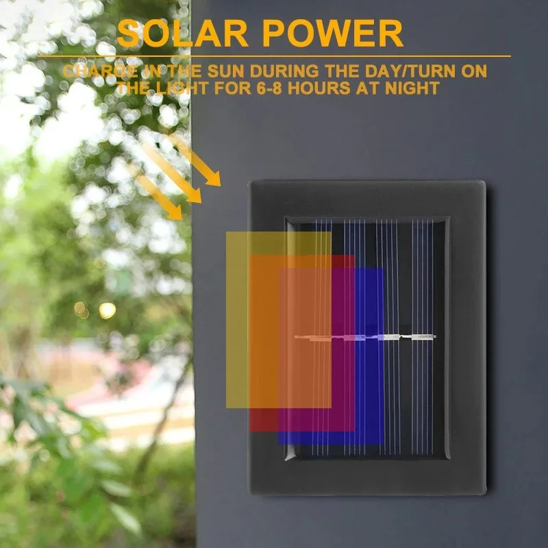 Outdoor Solar Up Down Lights, Black Square LED Wall Lamps with Warm Dual Beams for Courtyard Fence Garden Decor Lighting