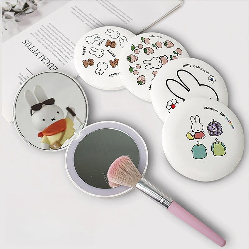 

Cute Miffy Series LED Cosmetic Mirror Cartoon Creativity Exquisite Print Mini Portable Intelligent Makeup Mirror Girls Gift