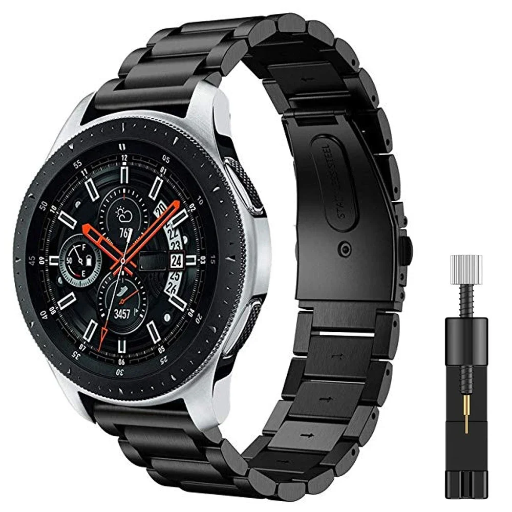 Correia de metal para Samsung Watch 3, Active 2, Huawei Watch GT, GT2, Amazfit GTR, substituição de pulseira confortável, 22mm, 20mm, 46mm