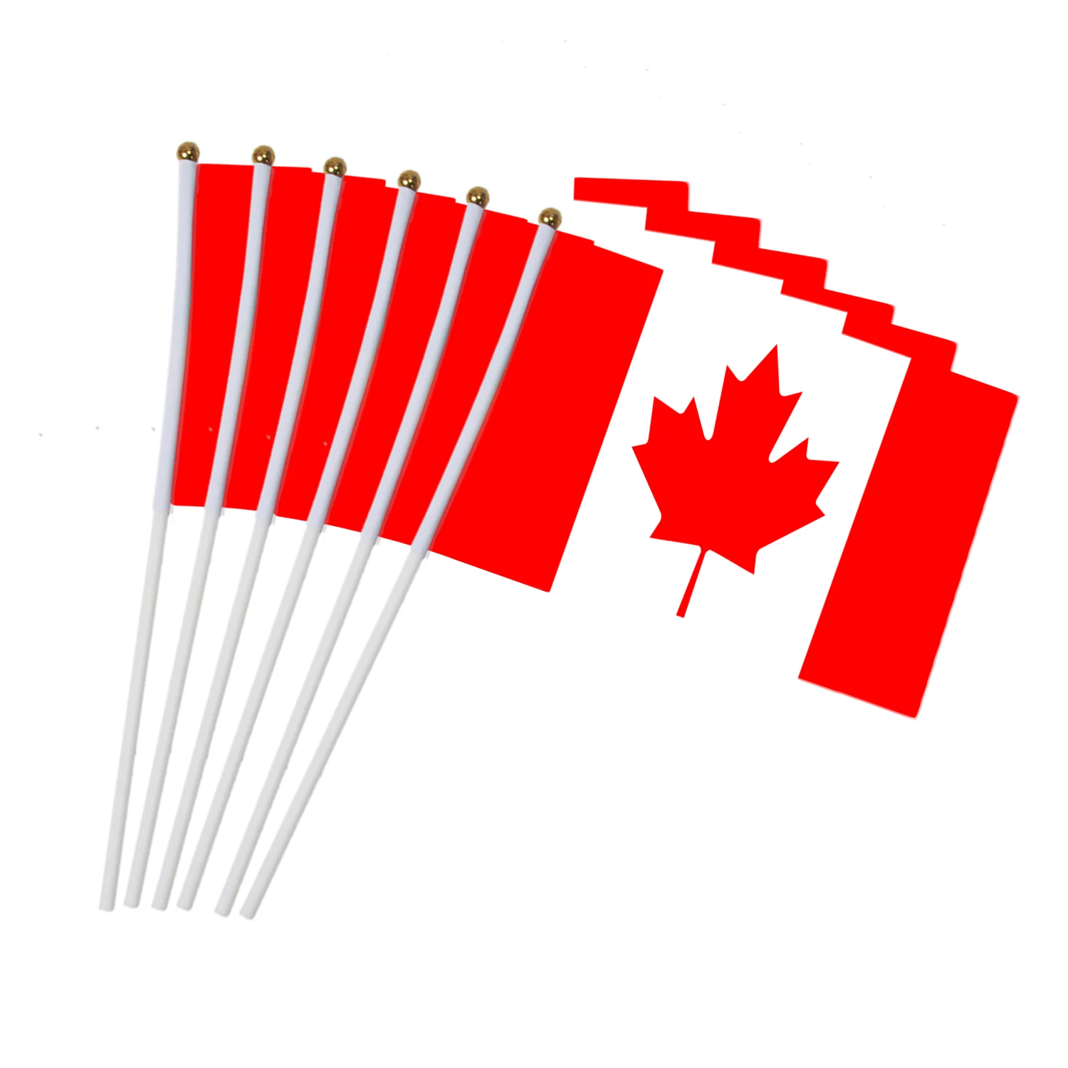 10pcs Canada Hand Waving Flag 14*21cm Canadian Small National Flags with Plastic Flagpoles