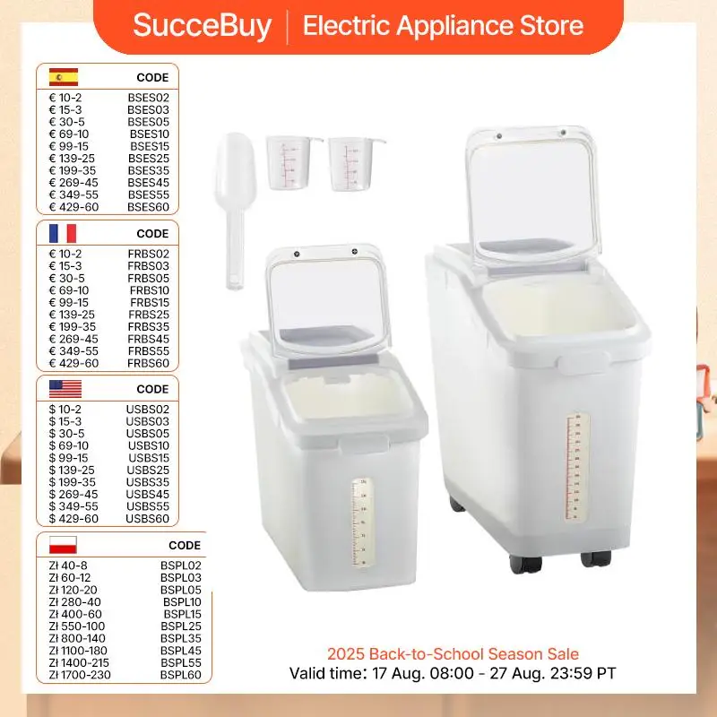 VEVOR bidone di stoccaggio per ingredienti secchi multi-formato con ruota girevole per pala soia sana antipolvere ristorante cucina uso domestico commerciale