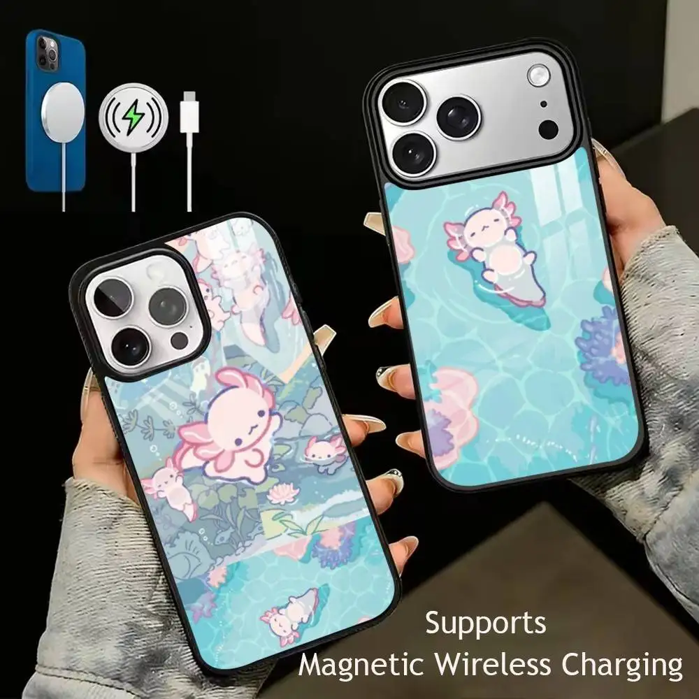 Cute axolotl  Phone Case For iPhone17,16,15,14,13,12,11 Plus,Pro Supports Magnetic Wireless Charging