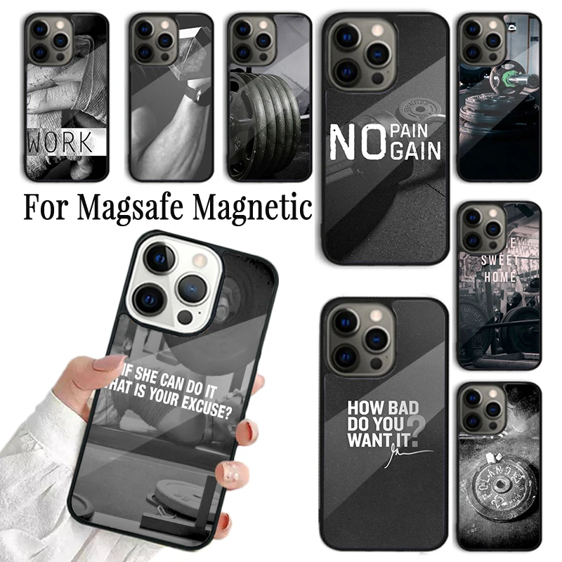 Coque Phone Case For iPhone 16 15 14 13 12 11 Pro Max Plus Magsafe Magnetic Wireless Charging Cover Bodybuilding Gym Fitness