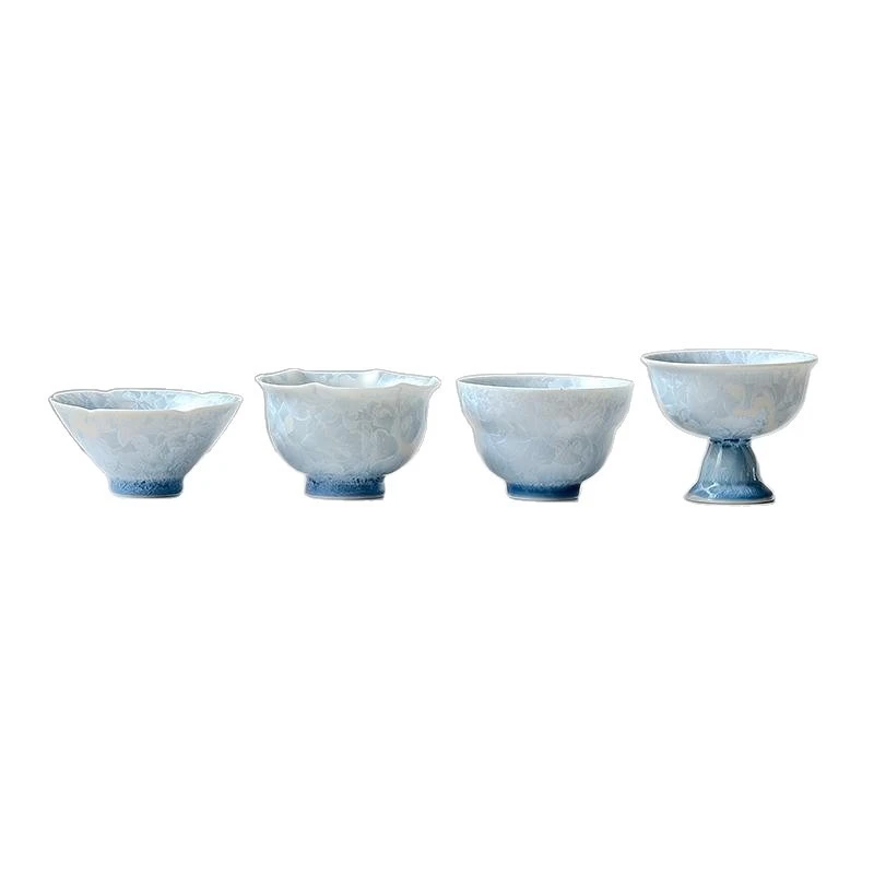 

Kiln-changed crystallization four-cup gift box, ceramic master cup, teacup, kung fu teacup gift box for free.
