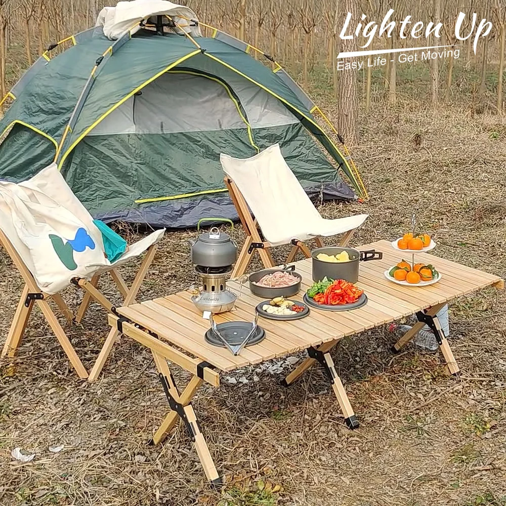 

Wooden Camping Table Folding Portable With Carry Bag For BBQ Picnic Party Self-driving Selling Beach Egg Roll Table