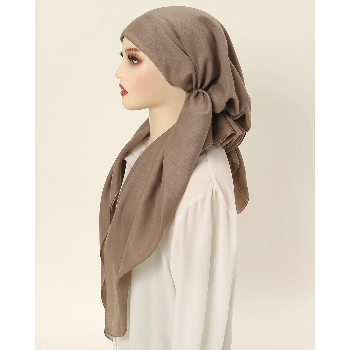 Solid Color Elastic Headband Cap For Woman Muslim Hijab Hat Lady Fashion Instant Scarf Islamic Turban Bandana 75*25cm