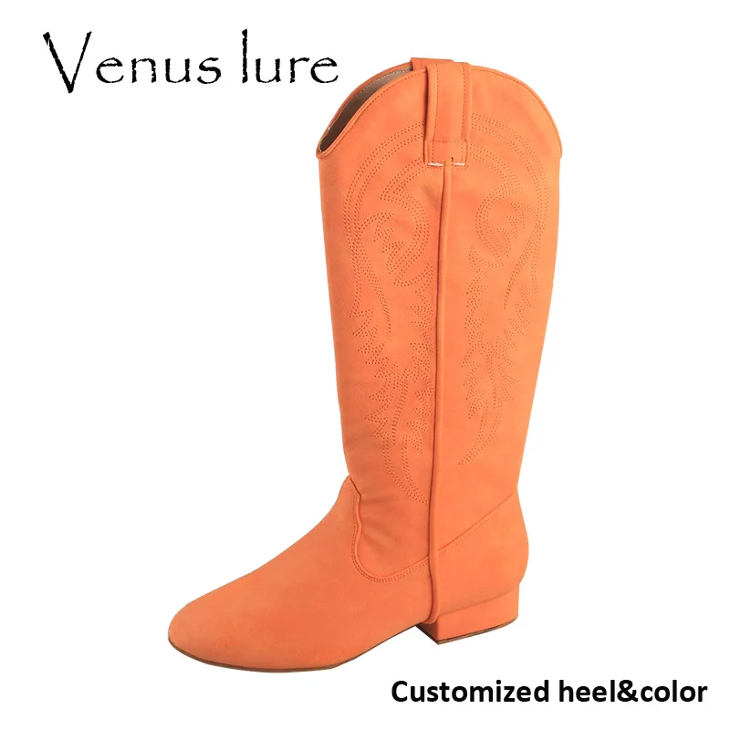 Venus lure ricamo a colori personalizzato stivali in pelle scamosciata Line Dance stivali da ballo neri scarpe da donna Urban Prescott Dancing Boot