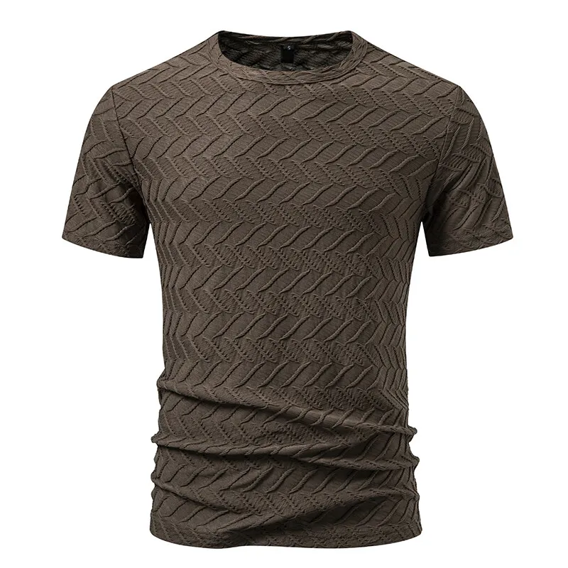 New Summer Men's Round Neck Short Sleeve T Shirt Casual Solid Colar T-Shirts Fashion Diamond Shaped Design Top Tees Streetwear