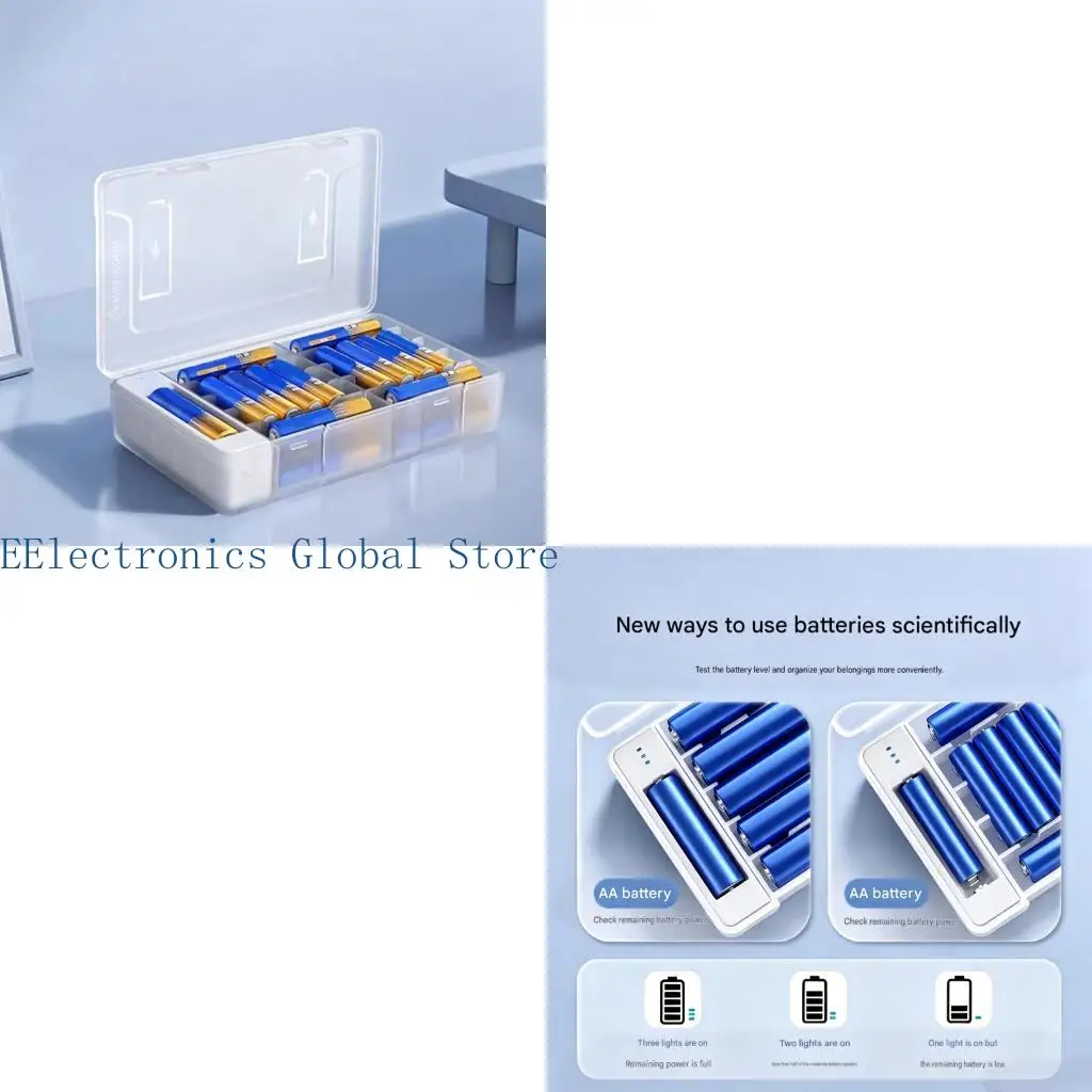 462B Drawer Battery Storage Case with Tester Section for Spare Cells Holder Box